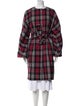 Les Copains Virgin Wool Plaid Print Coat