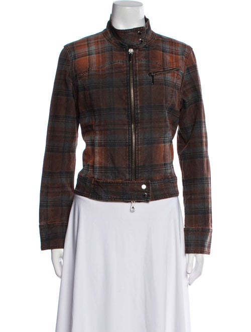 Les Copains Plaid Print Denim Jacket