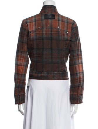 Les Copains Plaid Print Denim Jacket