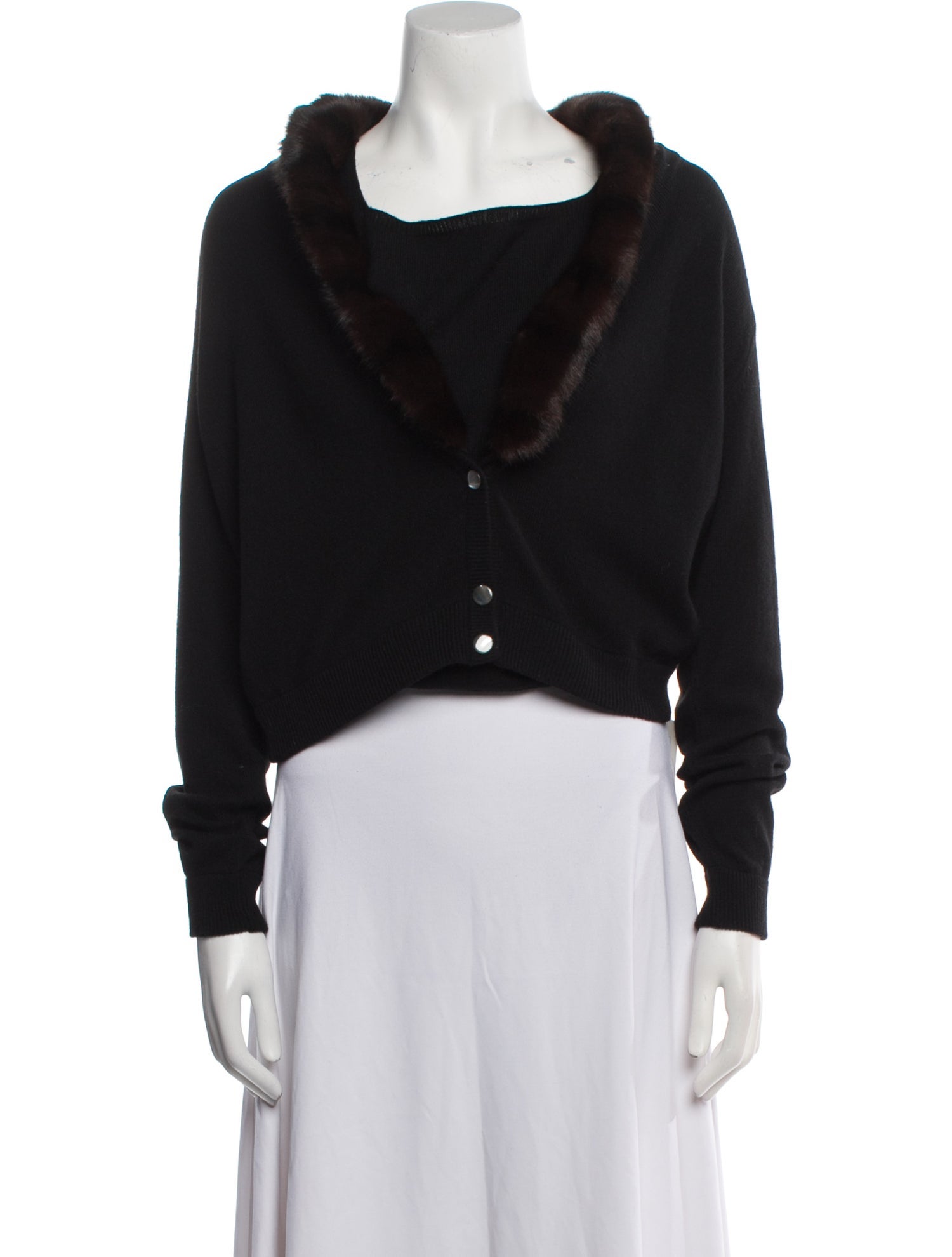 Les Copains Cashmere Fur Trim Set