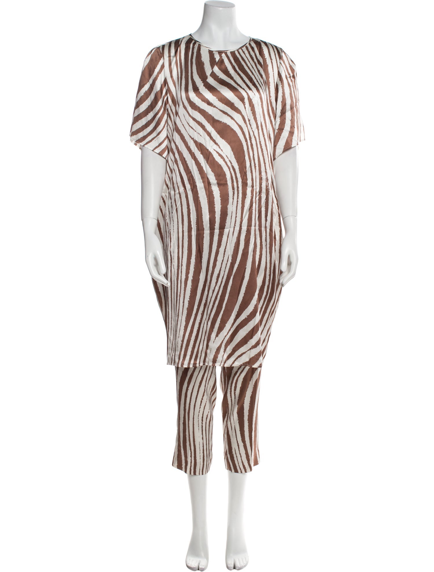 Les Copains Silk Striped Pant Set