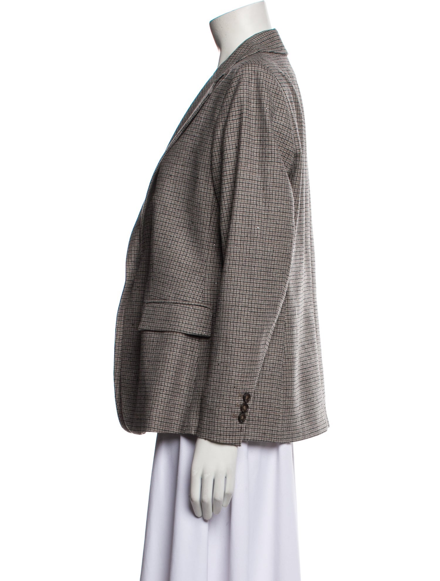 Les Copains Virgin Wool Plaid Print Blazer