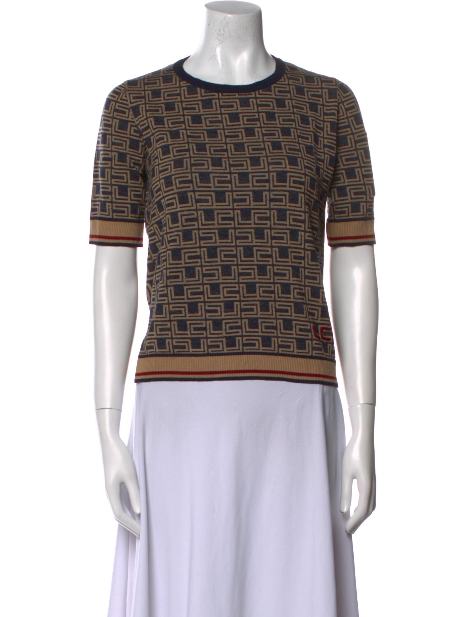 Les Copains Virgin Wool Printed Sweater w/ Tags