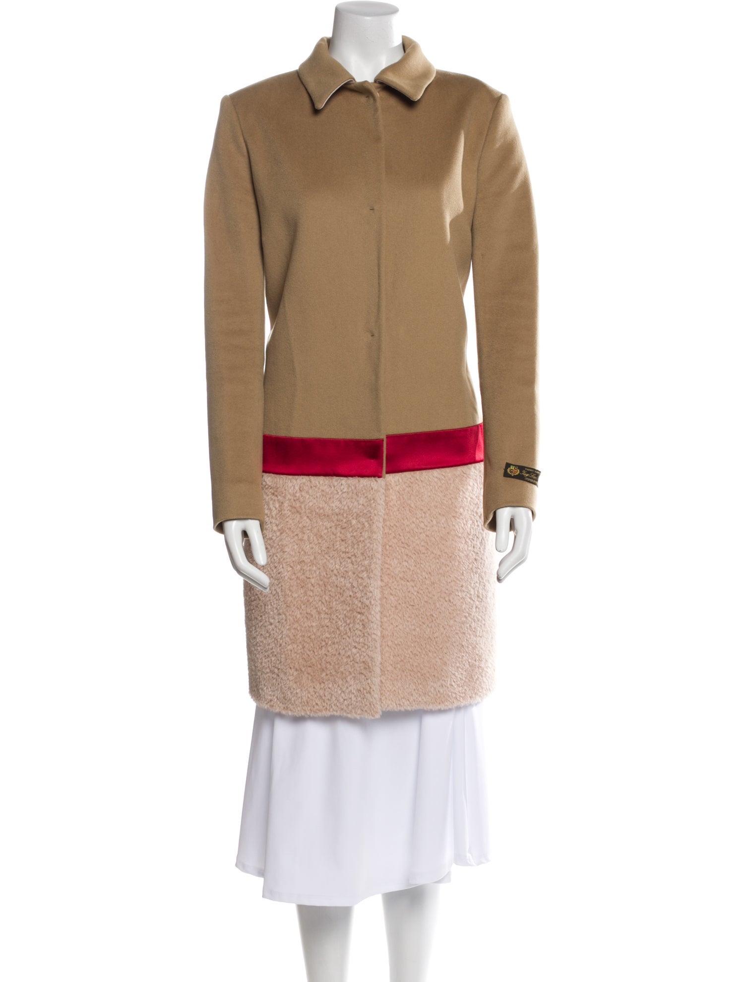 Les Copains Virgin Wool Colorblock Pattern Coat