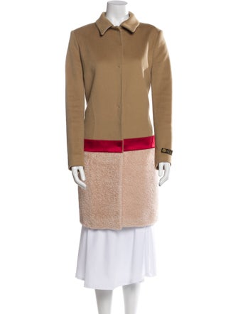 Les Copains Virgin Wool Colorblock Pattern Coat