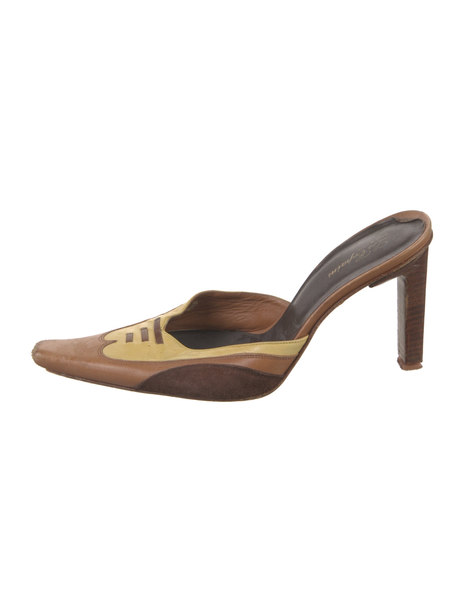 Les Copains Leather Animal Print Mules