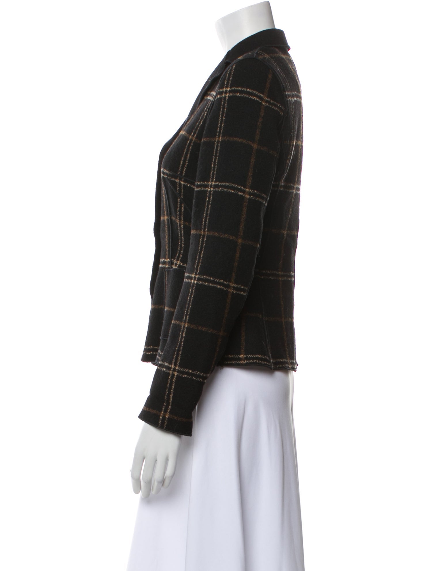 Les Copains Virgin Wool Plaid Print Blazer