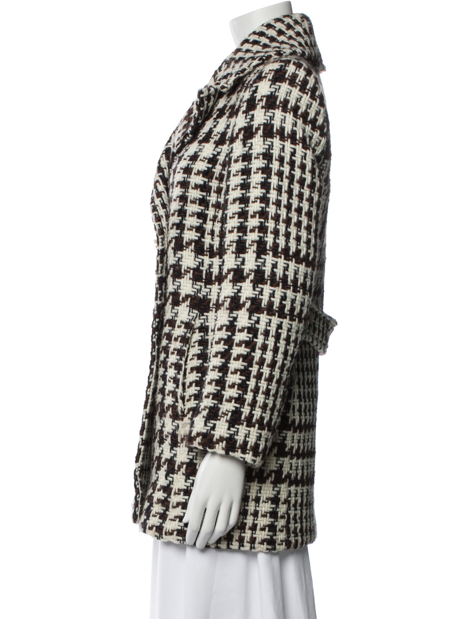 Les Copains Wool Houndstooth Print Coat