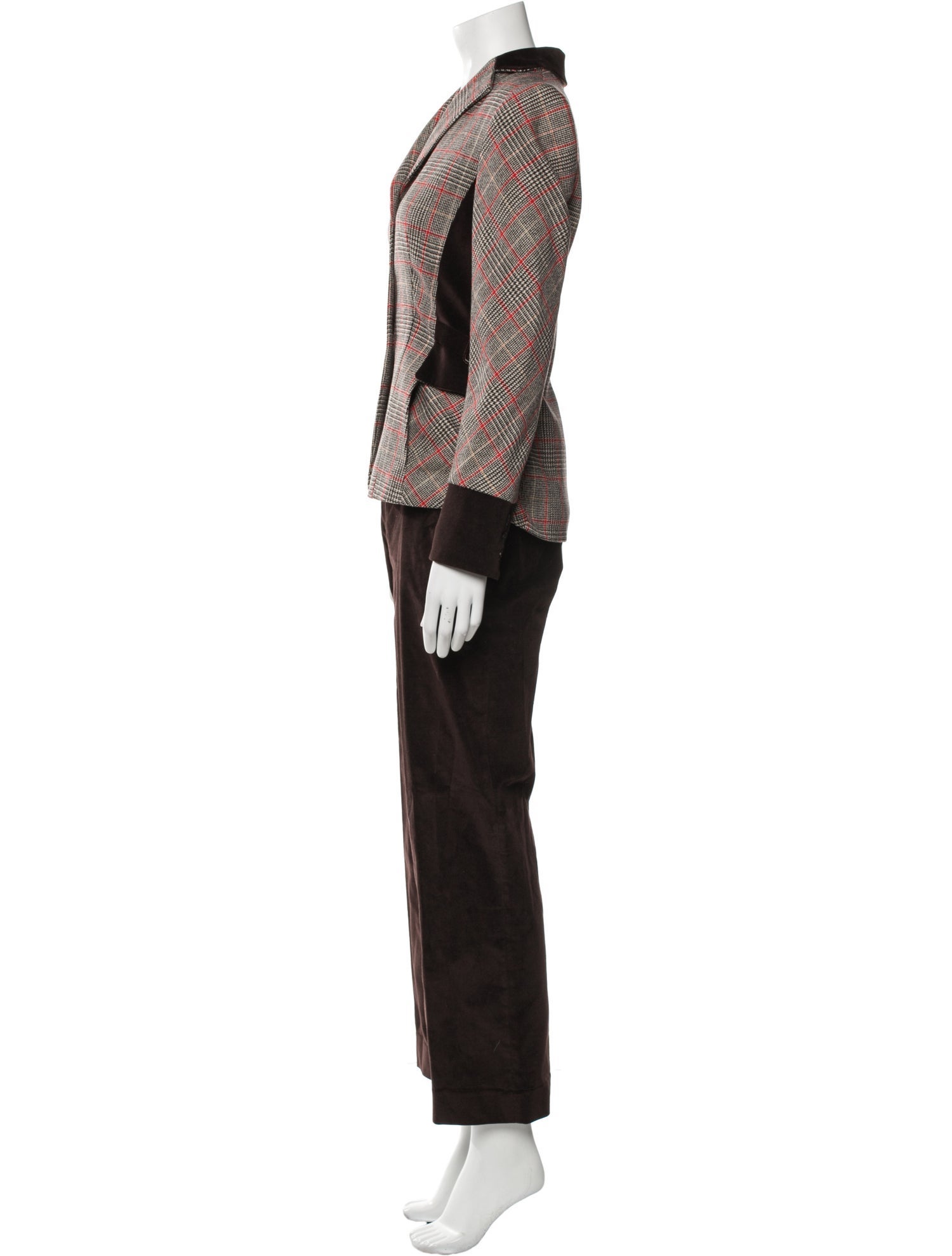 Les Copains Plaid Print Pant Set