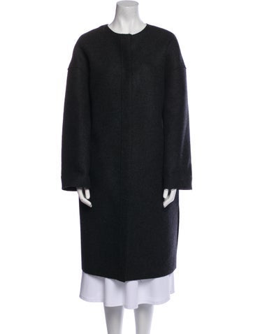 Pre-owned Les Copains Virgin Wool Faux Fur Coat In Blue