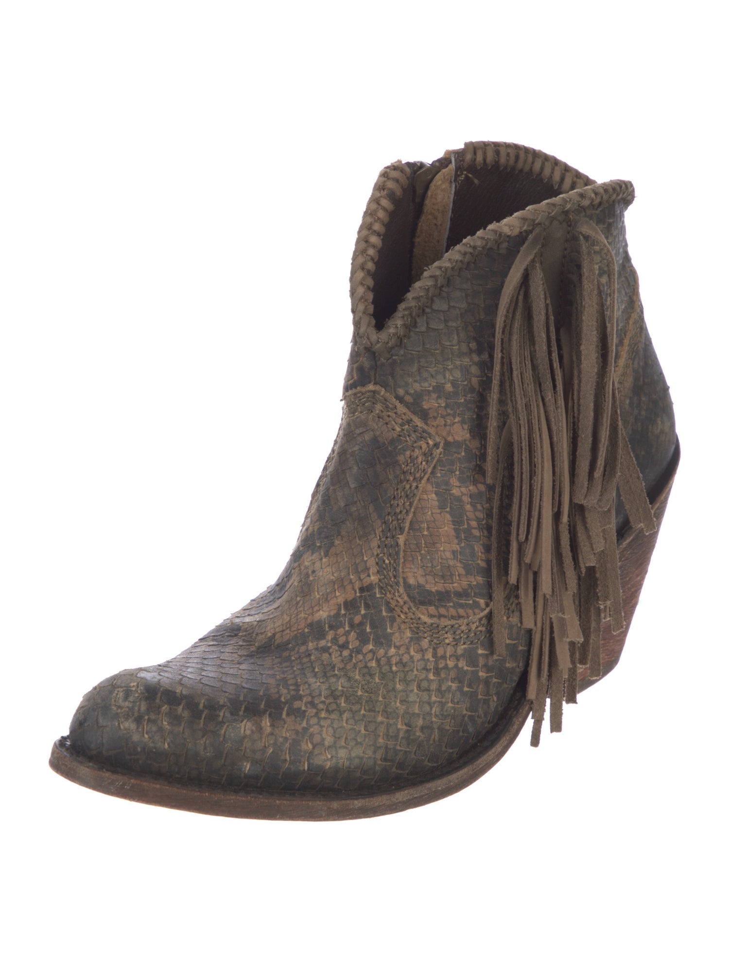 Liberty Boot Co. Leather Colorblock Pattern Western Boots