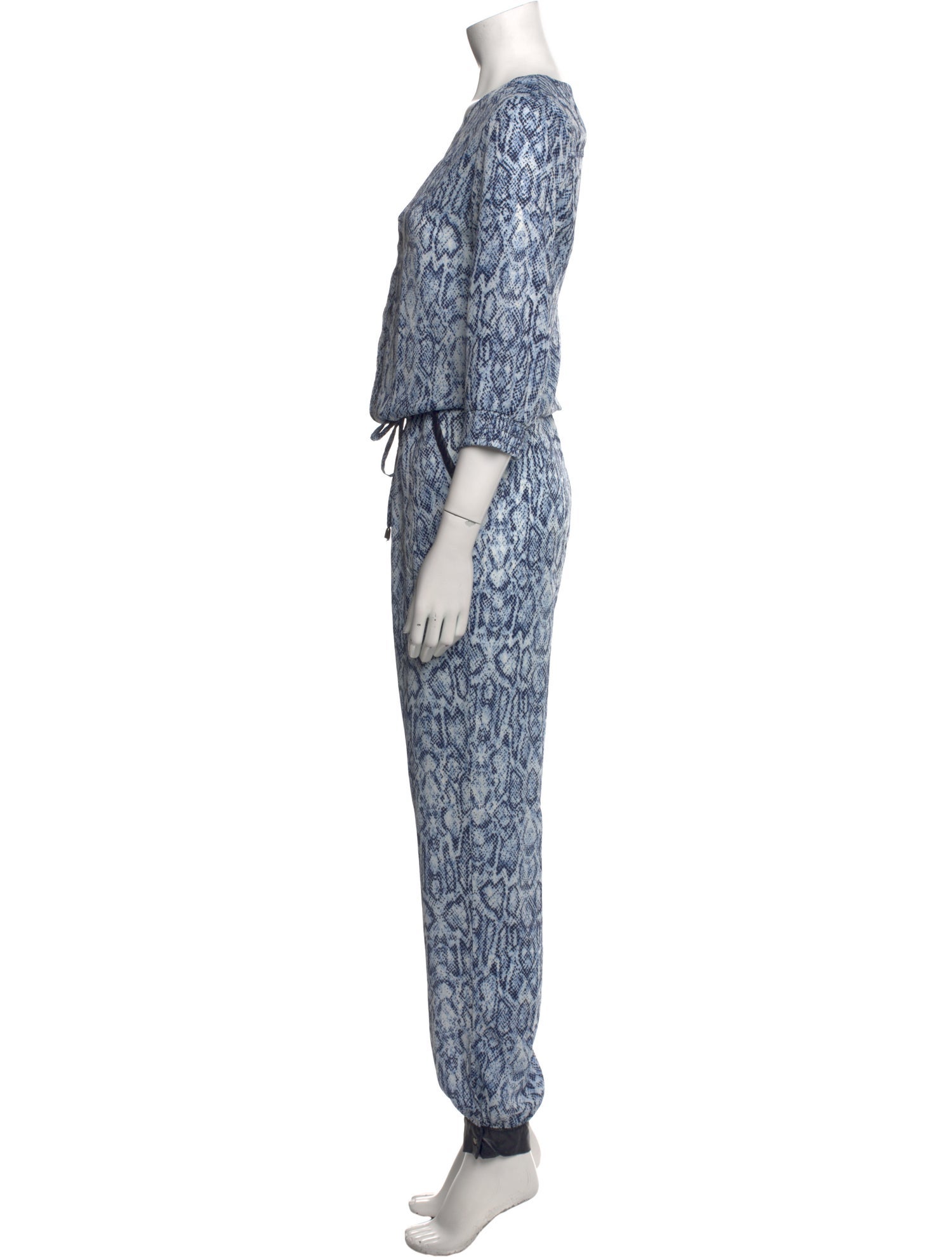 La Belle Furs Printed V-Neck Jumpsuit