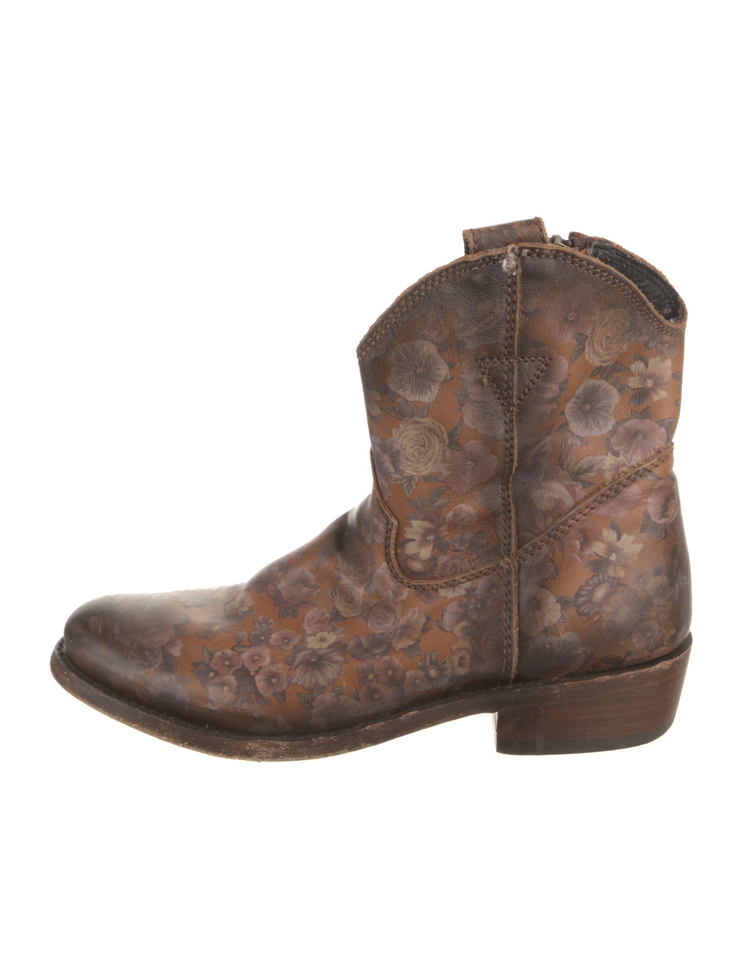 Liberty black Leather Floral Print Western Boots