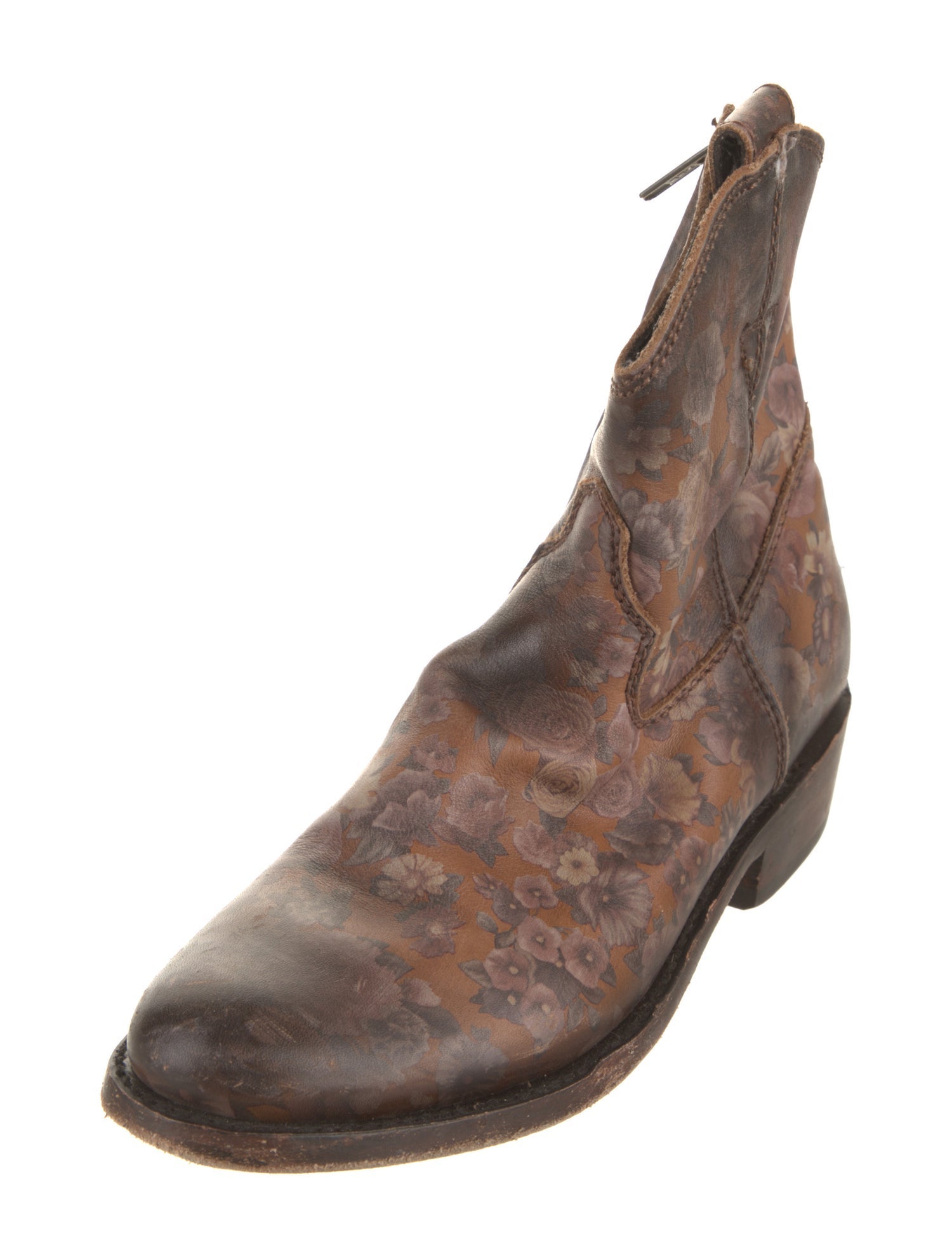 Liberty black Leather Floral Print Western Boots