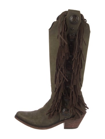 Pre-owned Liberty Black Suede Western Boots In Brown