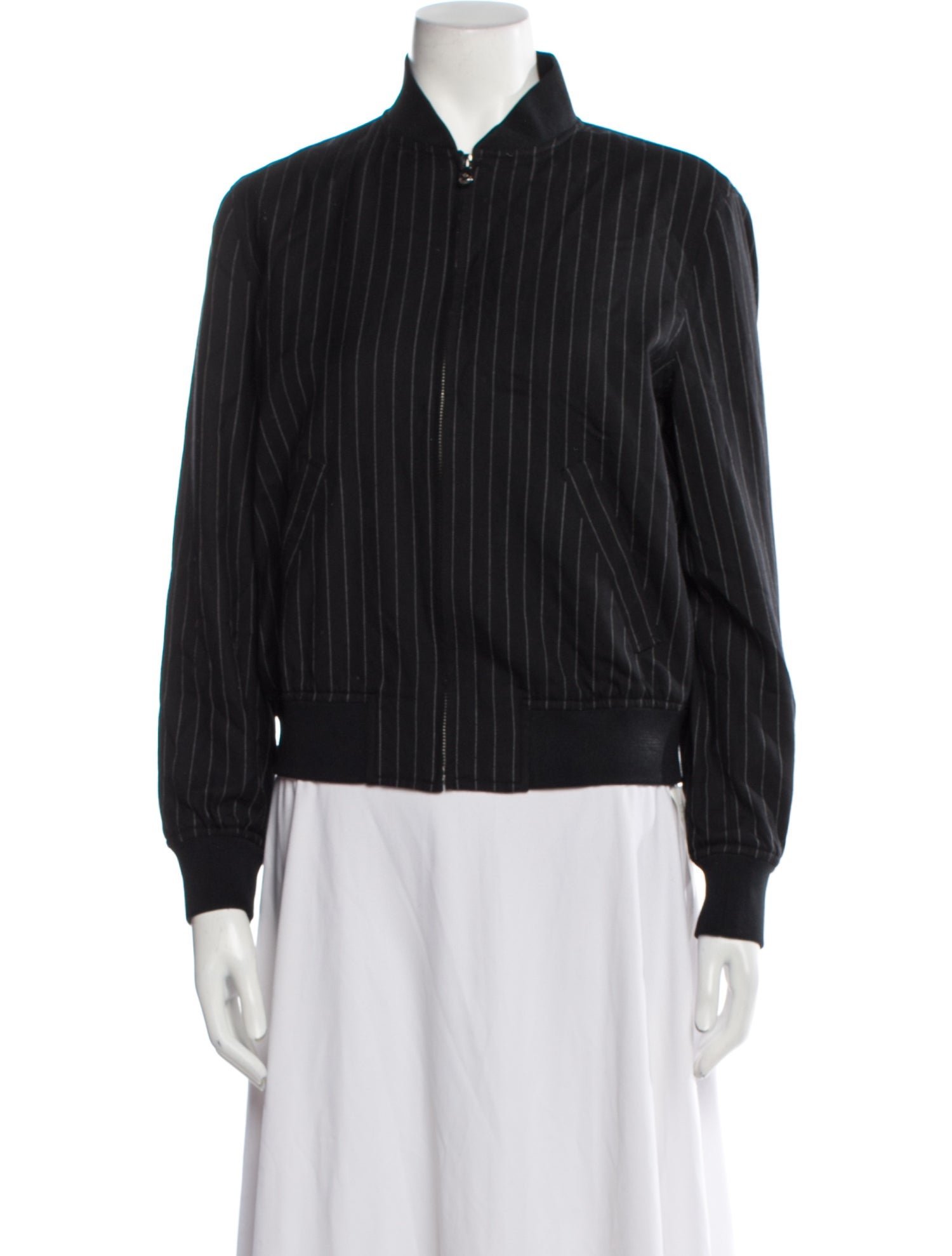 Lauren by Ralph Lauren Wool Striped Bomber Jacket