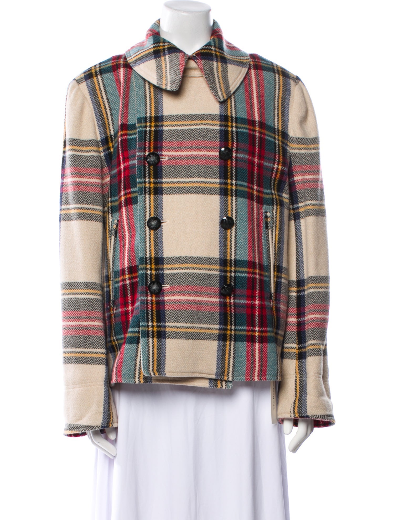 Lauren by Ralph Lauren Wool Plaid Print Evening Jacket