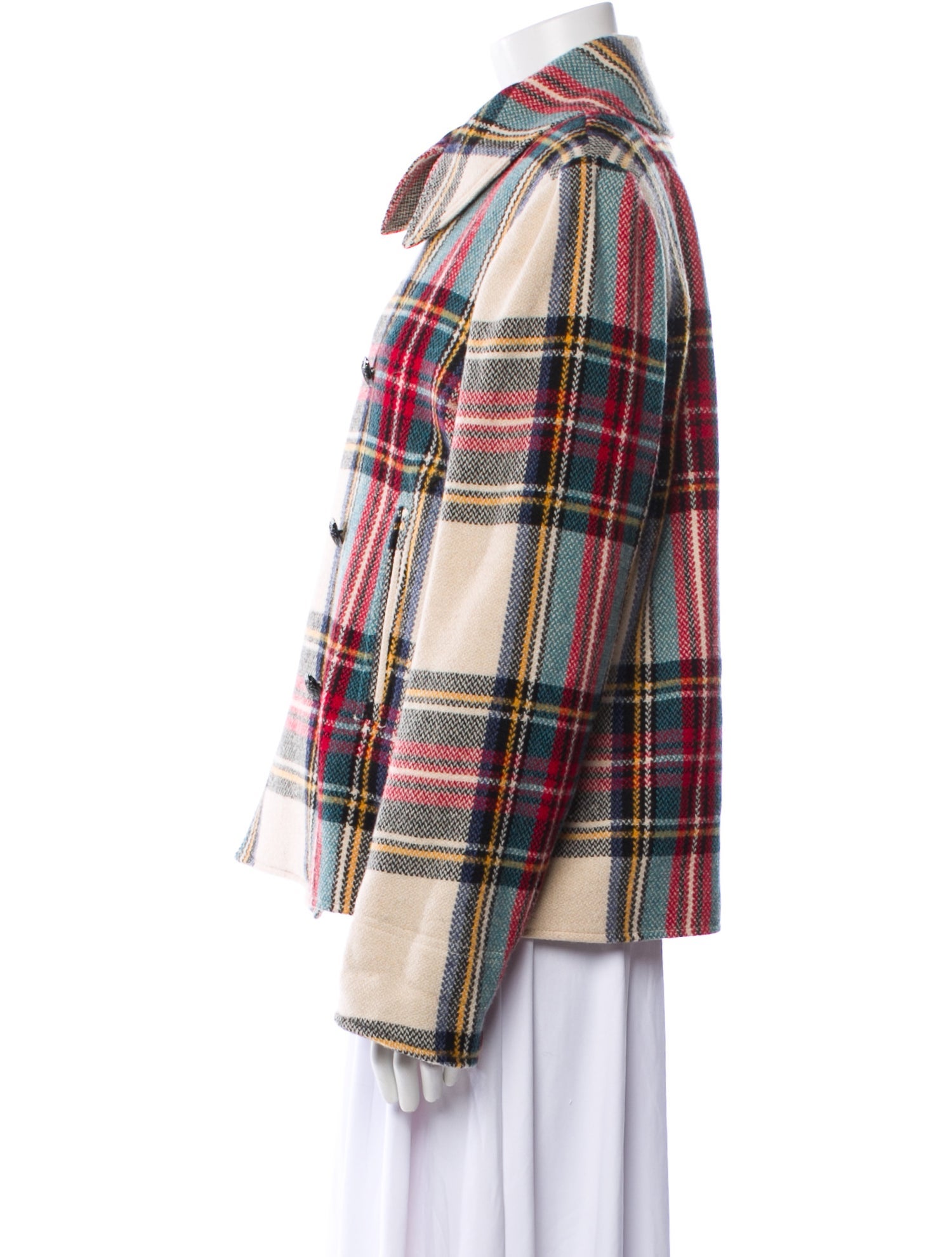 Lauren by Ralph Lauren Wool Plaid Print Evening Jacket
