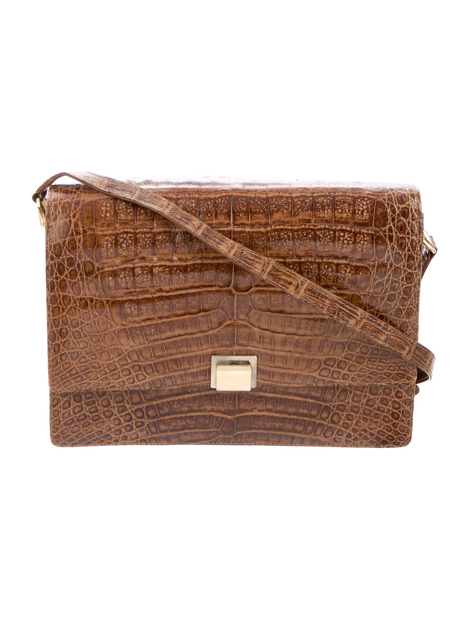 Luc Benoit Crocodile Shoulder Bag Brown Shoulder Bags, Handbags