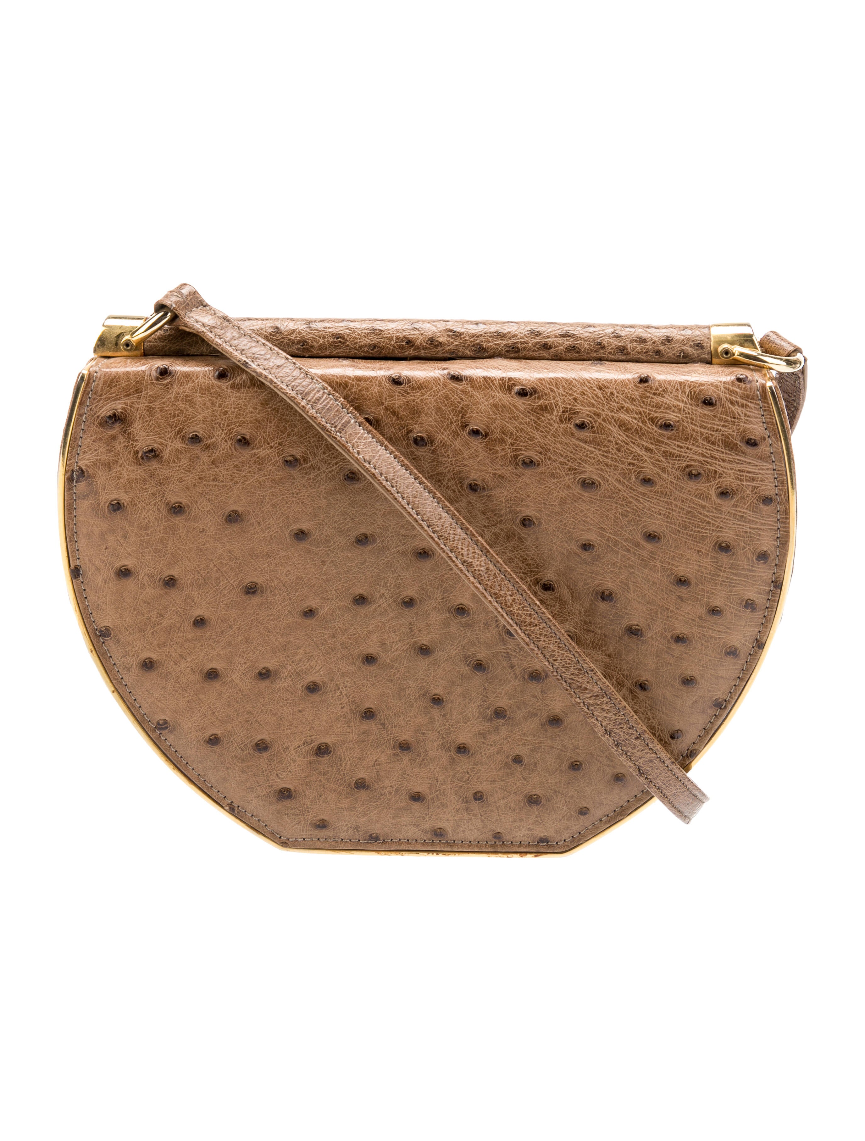 Luc Benoit Ostrich Crossbody Bag Brown Crossbody Bags, Handbags