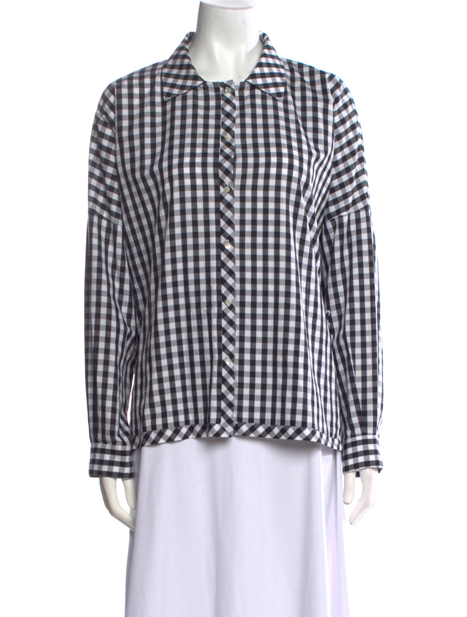 Laboratorio Capri Plaid Print Long Sleeve Button-Up Top