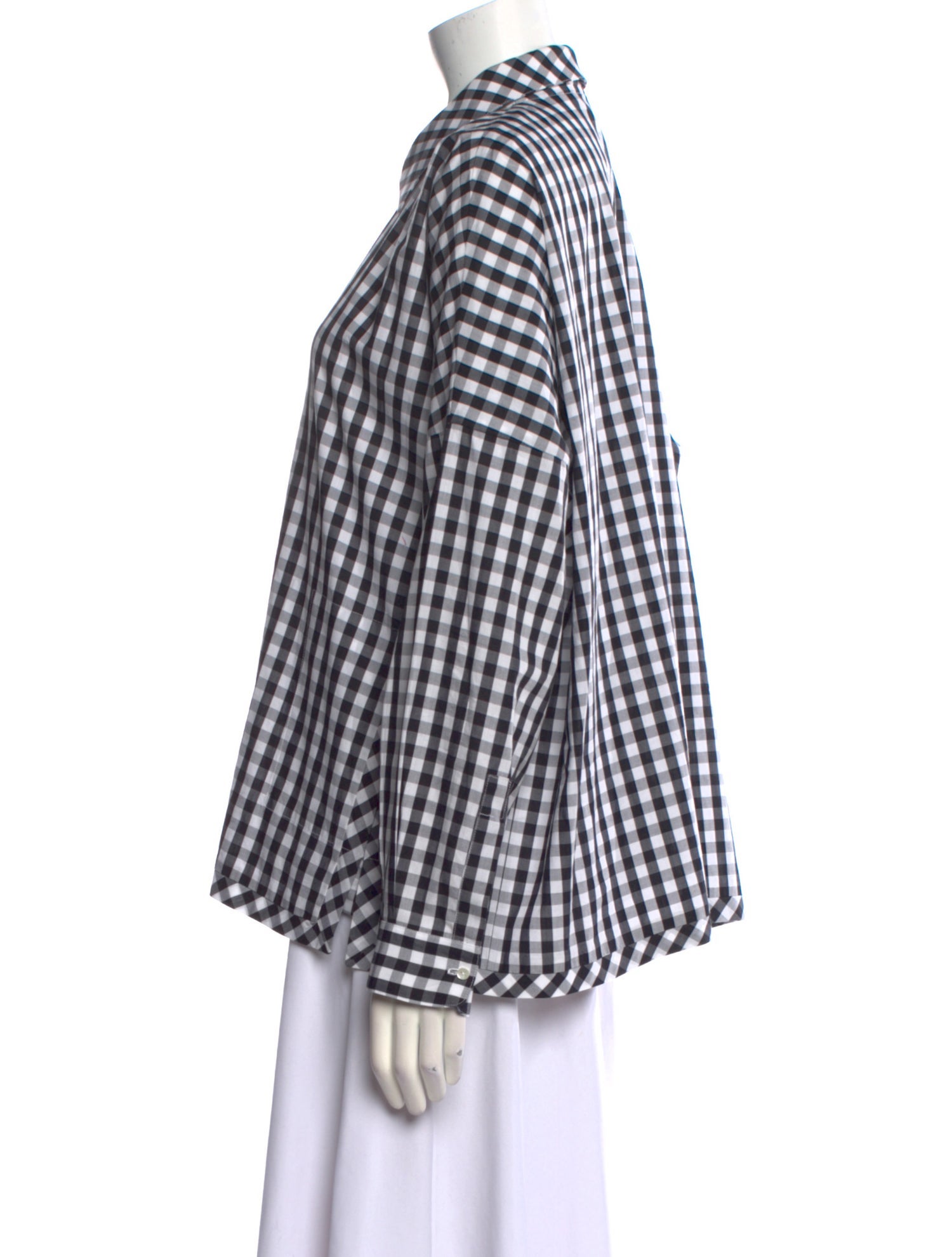 Laboratorio Capri Plaid Print Long Sleeve Button-Up Top