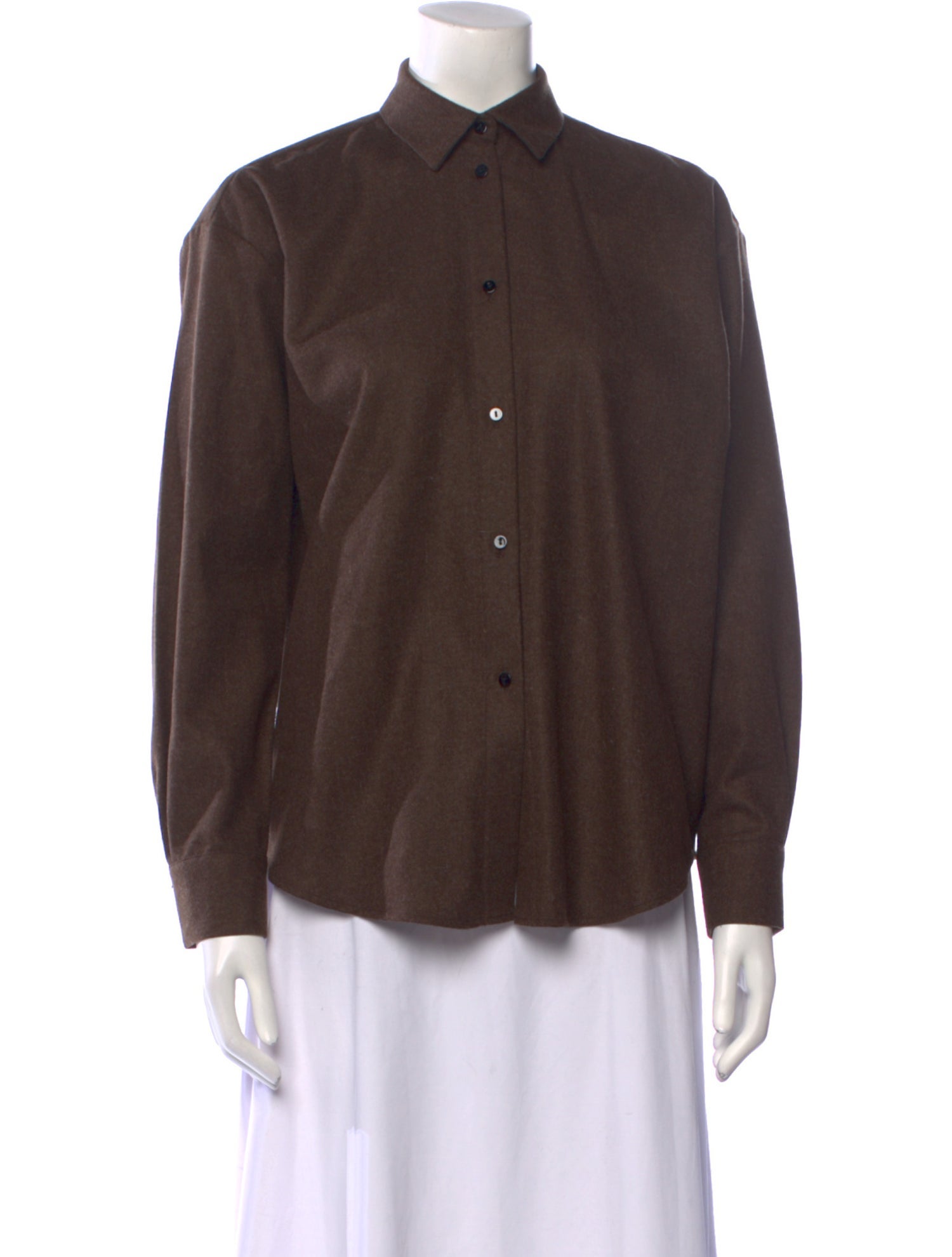 La Collection Wool Long Sleeve Button-Up Top