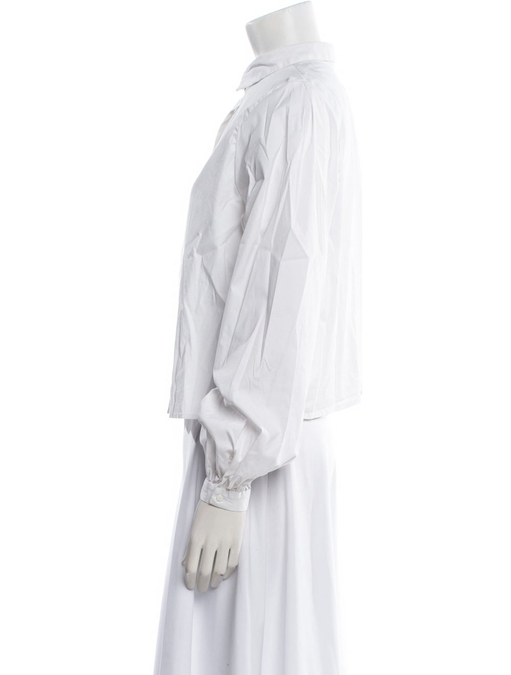 La Collection Chambray Button-Up Top White Long S… - image 2