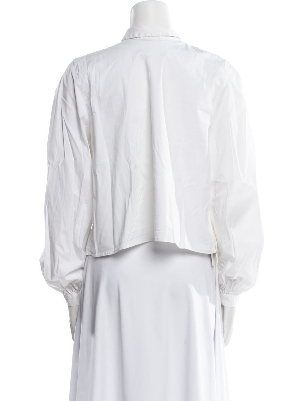 La Collection Chambray Button-Up Top White Long S… - image 3