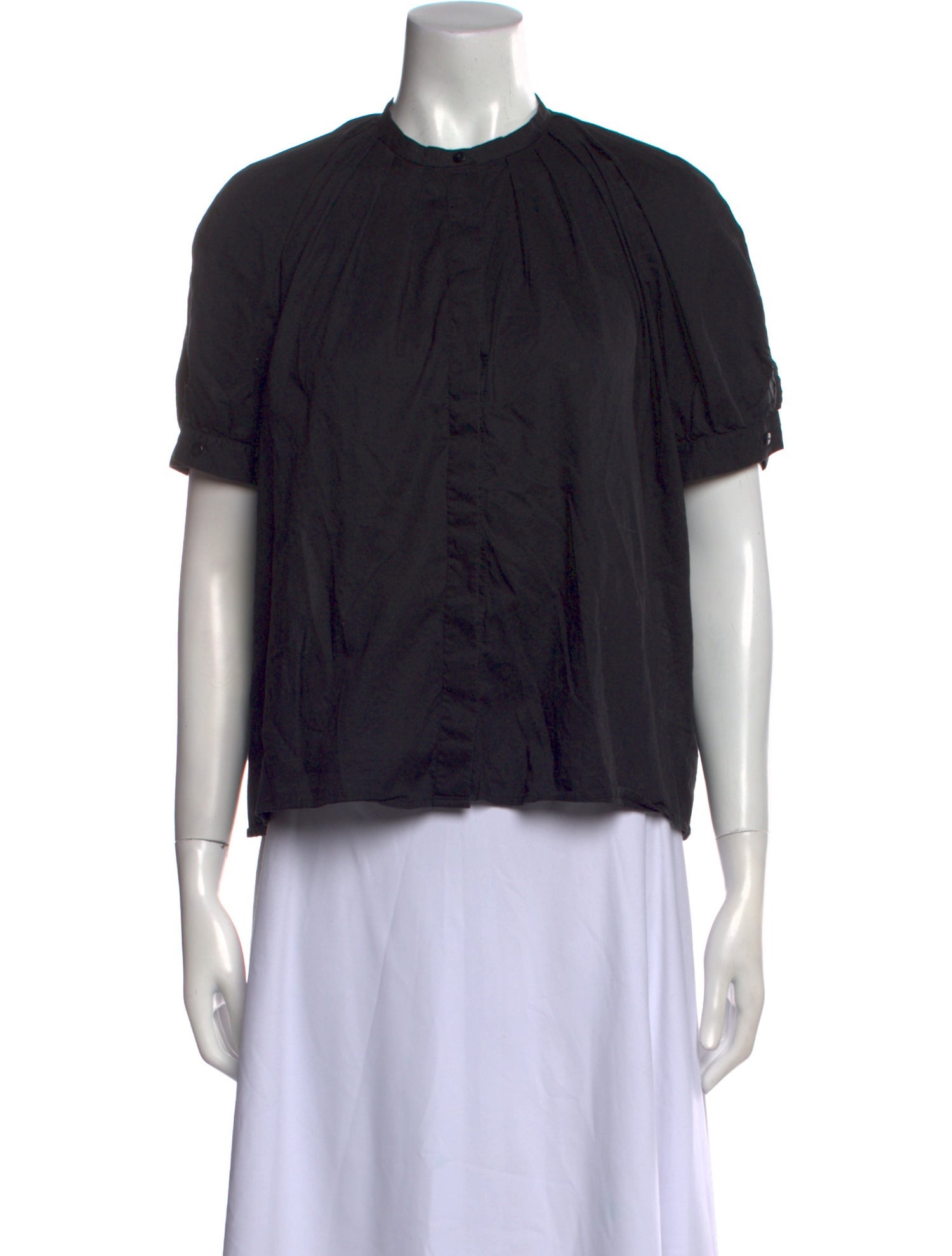 La Collection Mock Neck Short Sleeve Blouse
