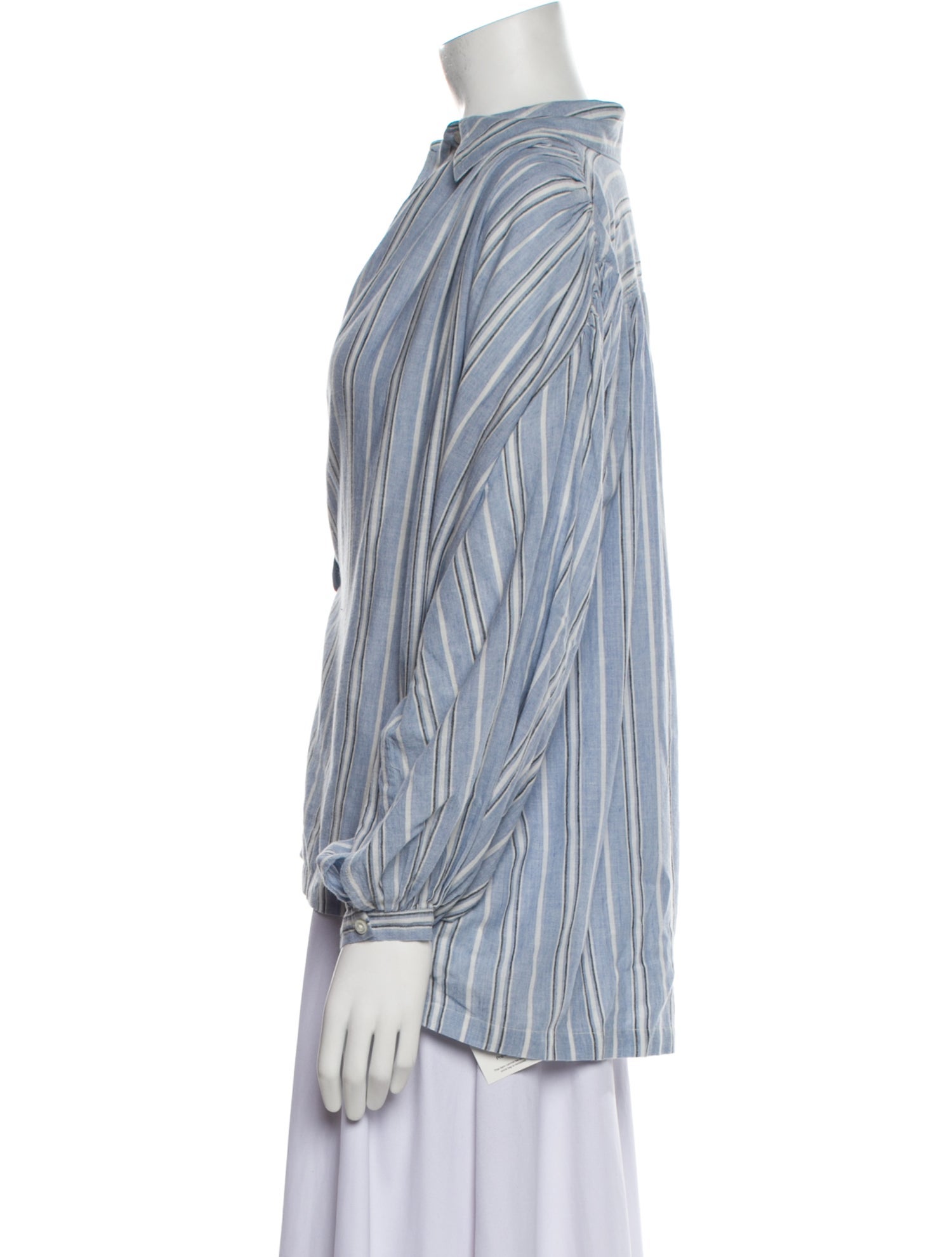 Laurence Bras Striped Long Sleeve Button-Up Top