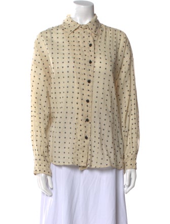 Laurence Bras Polka Dot Print Long Sleeve Button-Up Top