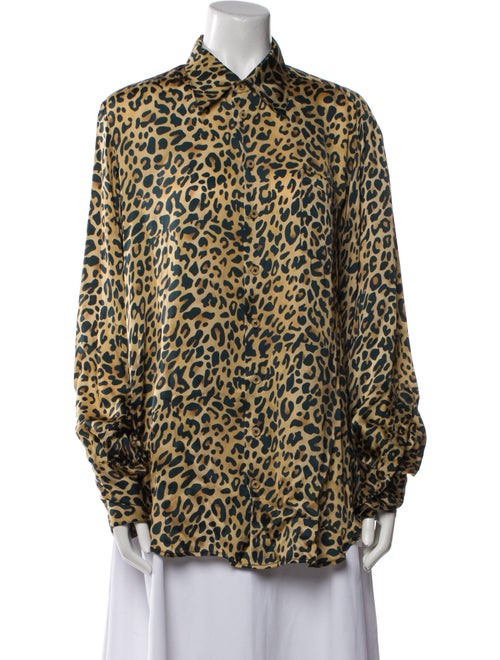 Laurence Bras Animal Print Long Sleeve Button-Up Top