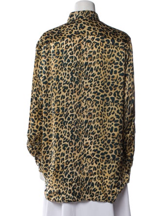 Laurence Bras Animal Print Long Sleeve Button-Up Top