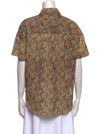 Laurence Bras Printed Short Sleeve Button-Up Top