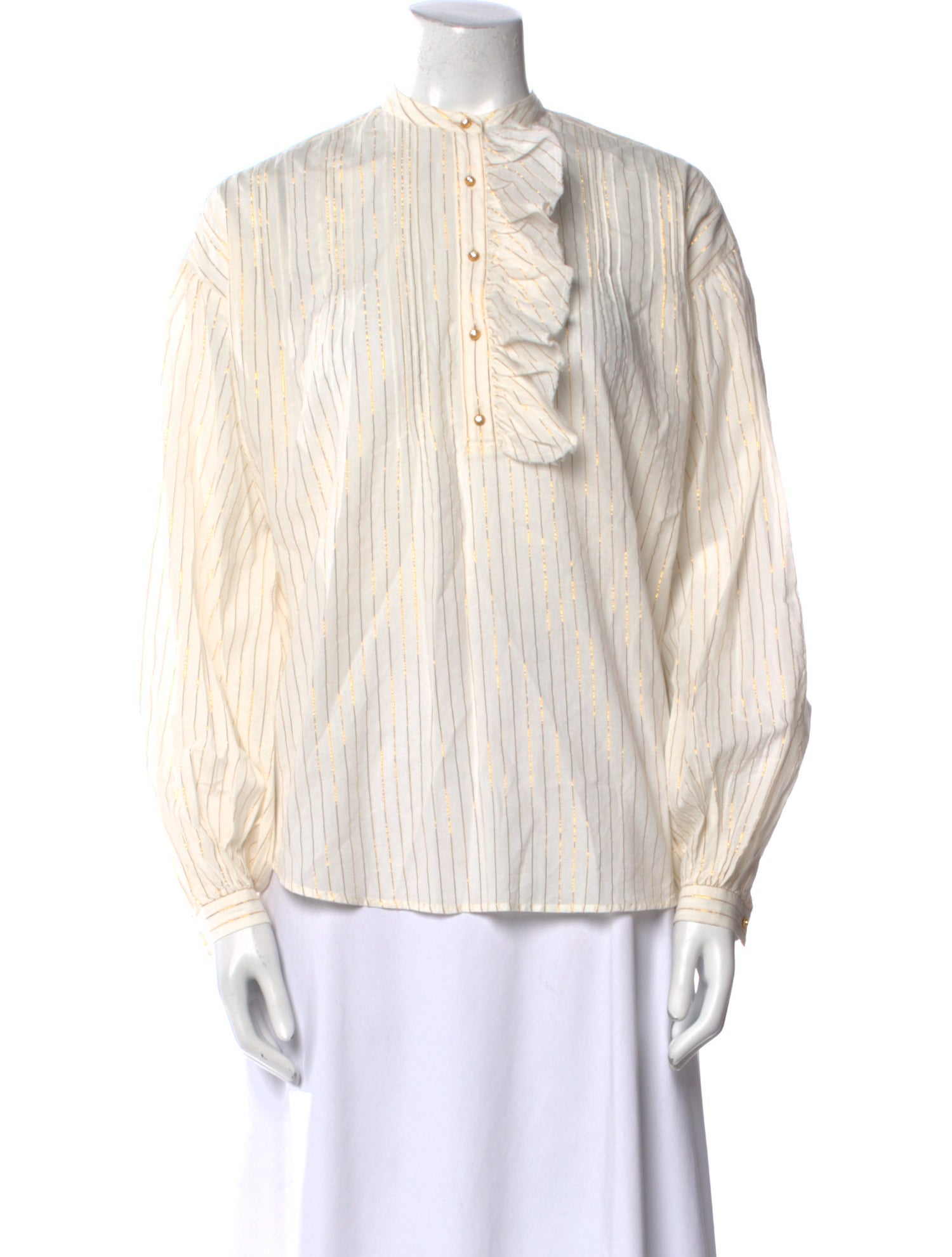 Laurence Bras Striped Mock Neck Blouse w/ Tags