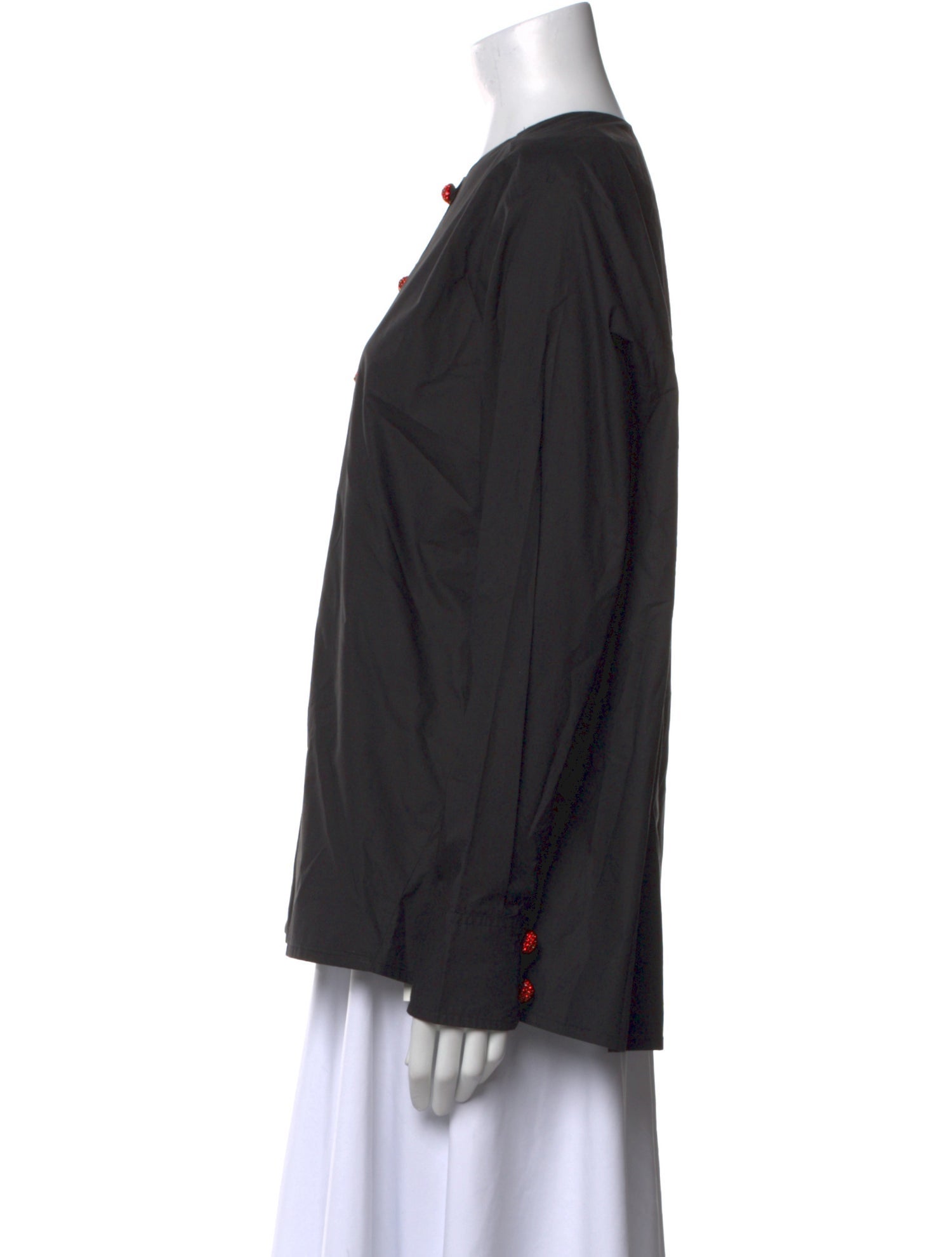 Laurence Bras Crew Neck Long Sleeve Button-Up Top