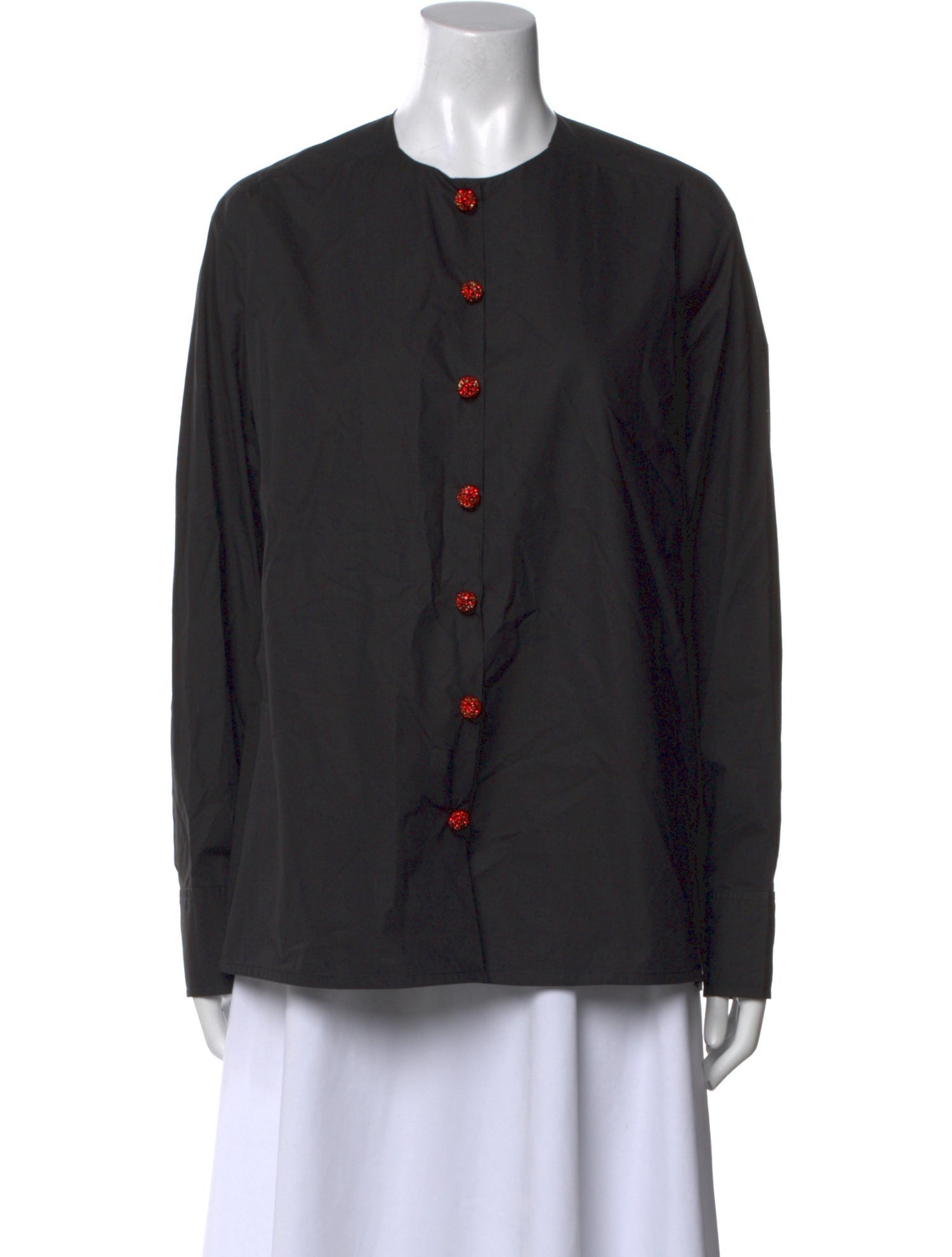 Laurence Bras Crew Neck Long Sleeve Button-Up Top