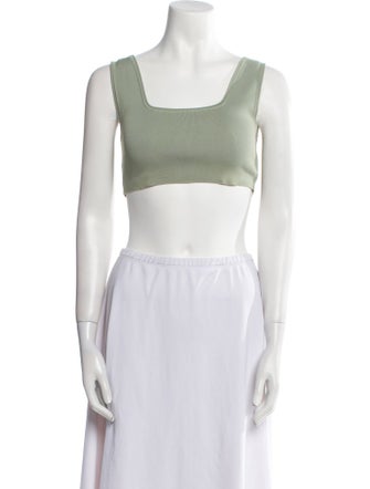 Low Classic Square Neckline Sleeveless Crop Top