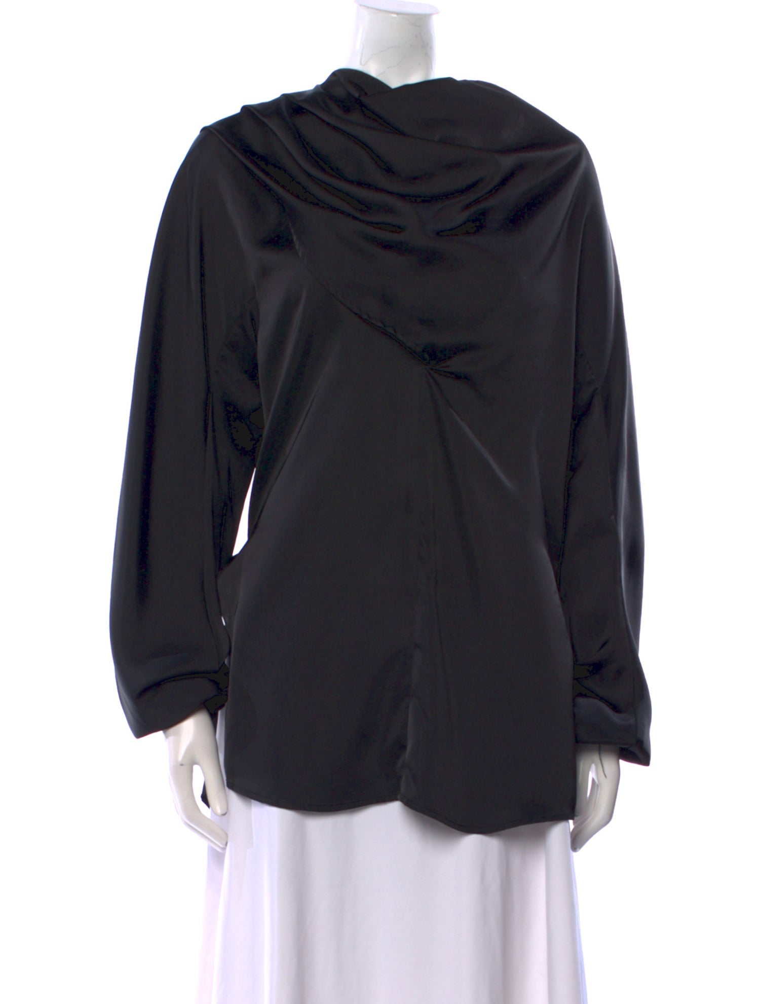 Low Classic Cowl Neck Long Sleeve Blouse