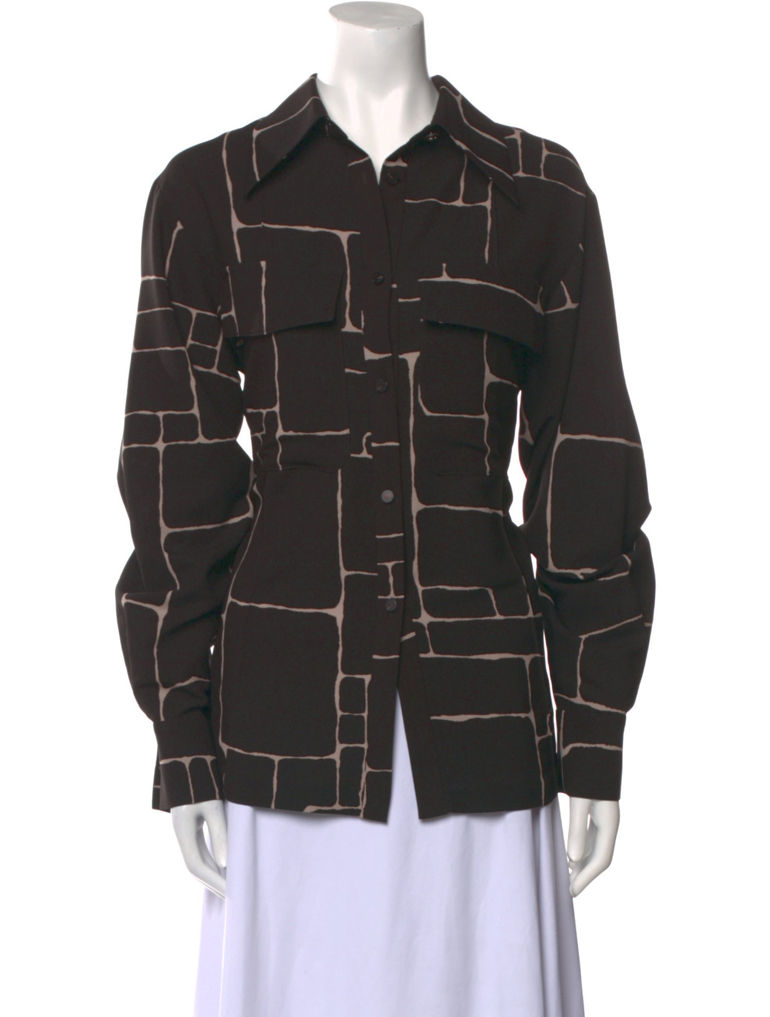 Low Classic Plaid Print Long Sleeve Button-Up Top