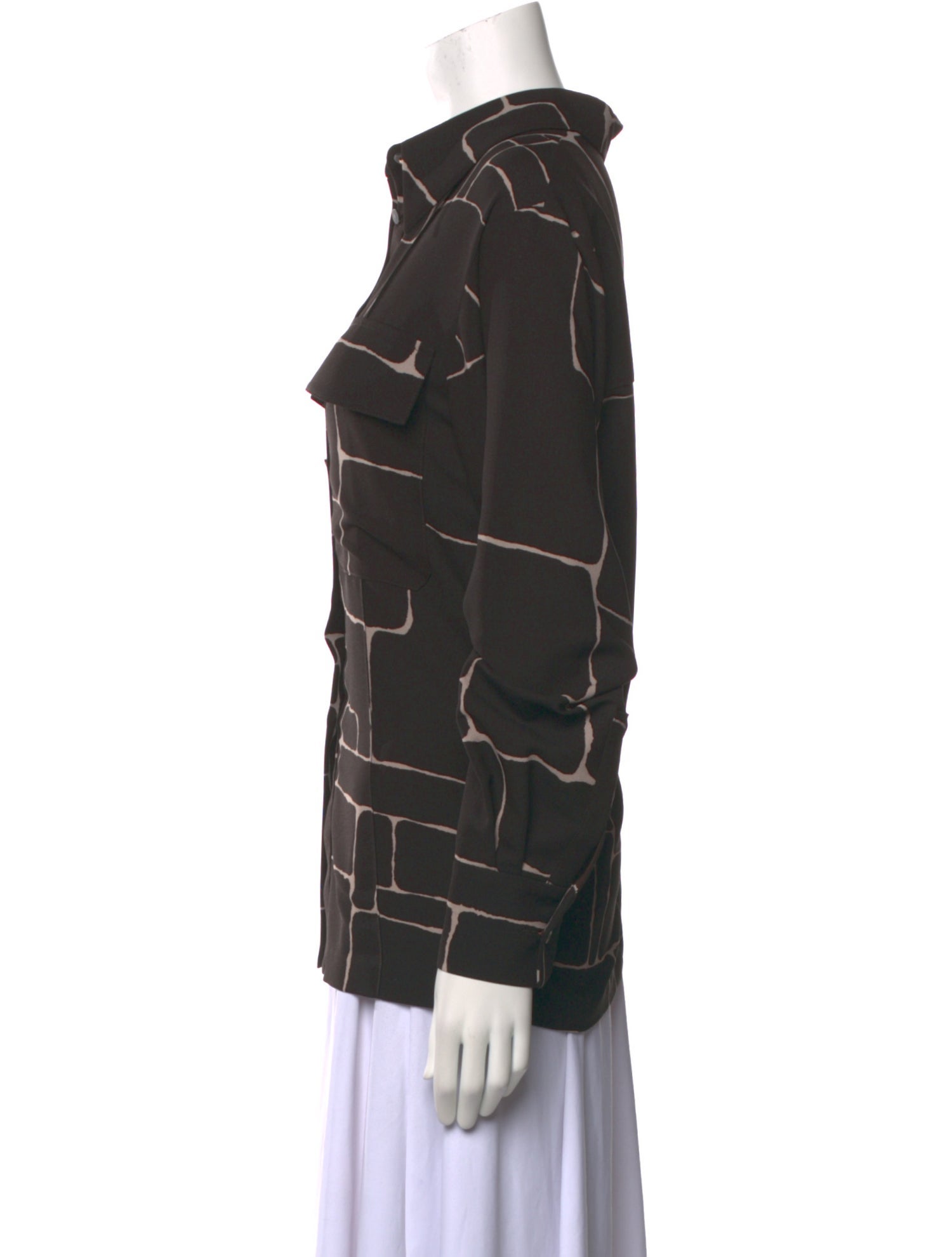 Low Classic Plaid Print Long Sleeve Button-Up Top