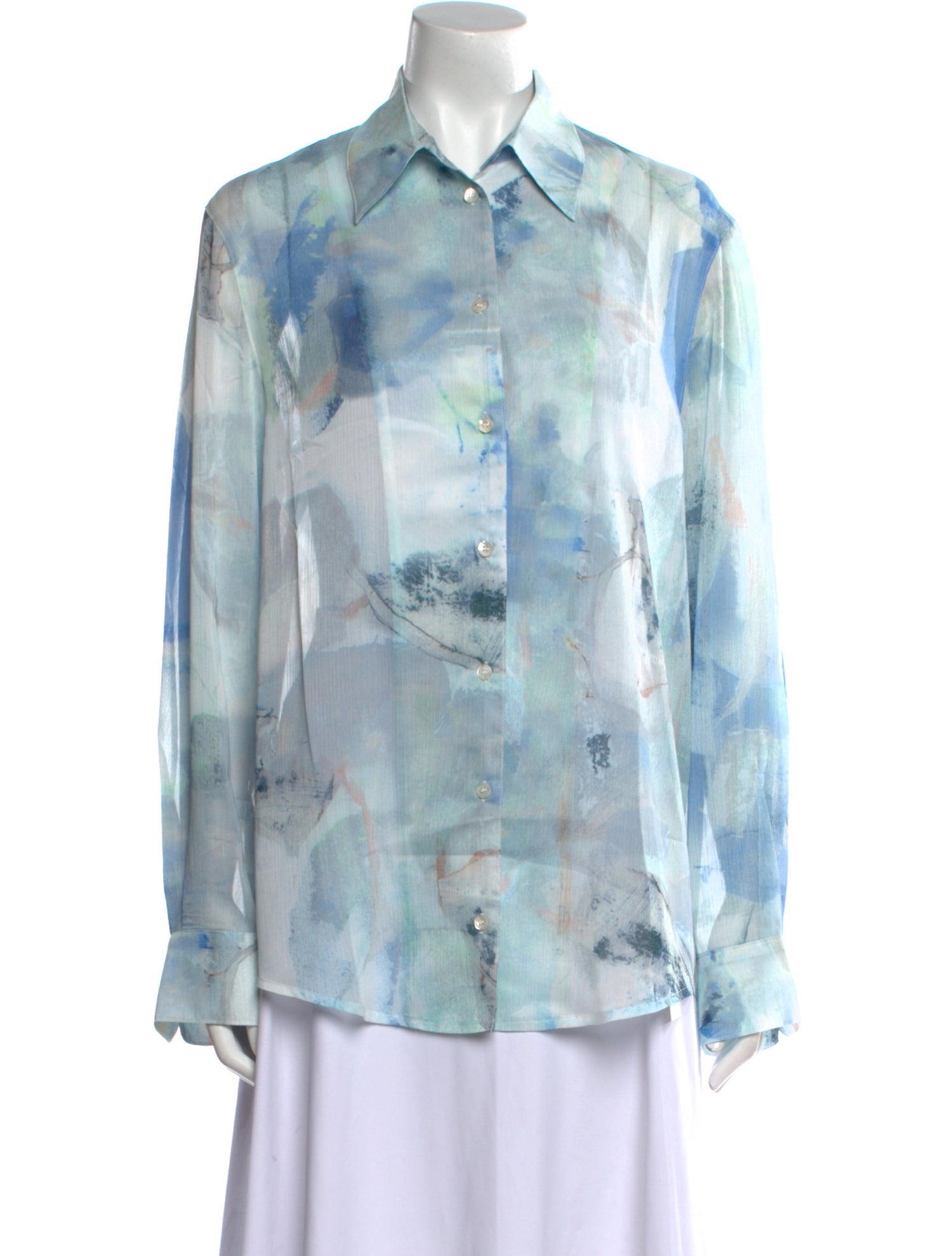 Low Classic Tie-Dye Print Long Sleeve Button-Up Top