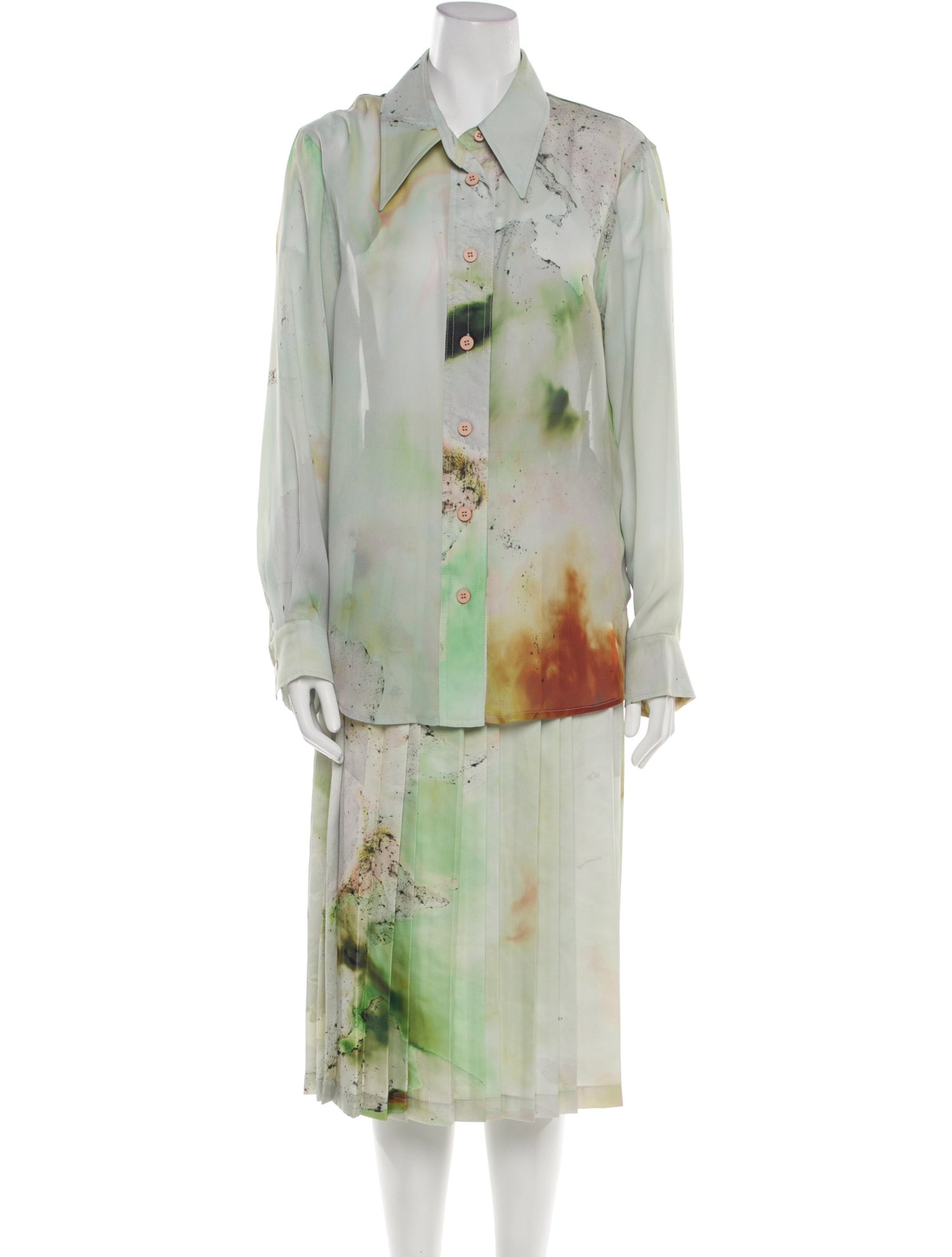 Low Classic Printed Pleated Accents Skirt Set