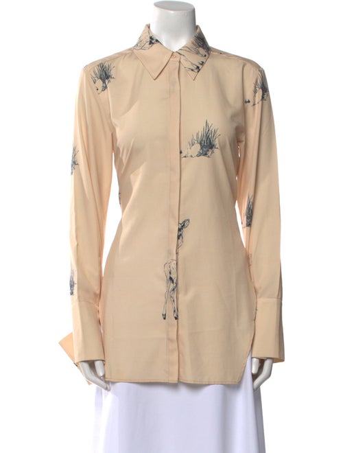 Low Classic Printed Long Sleeve Button-Up Top
