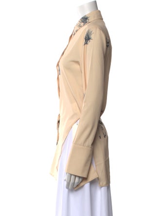 Low Classic Printed Long Sleeve Button-Up Top