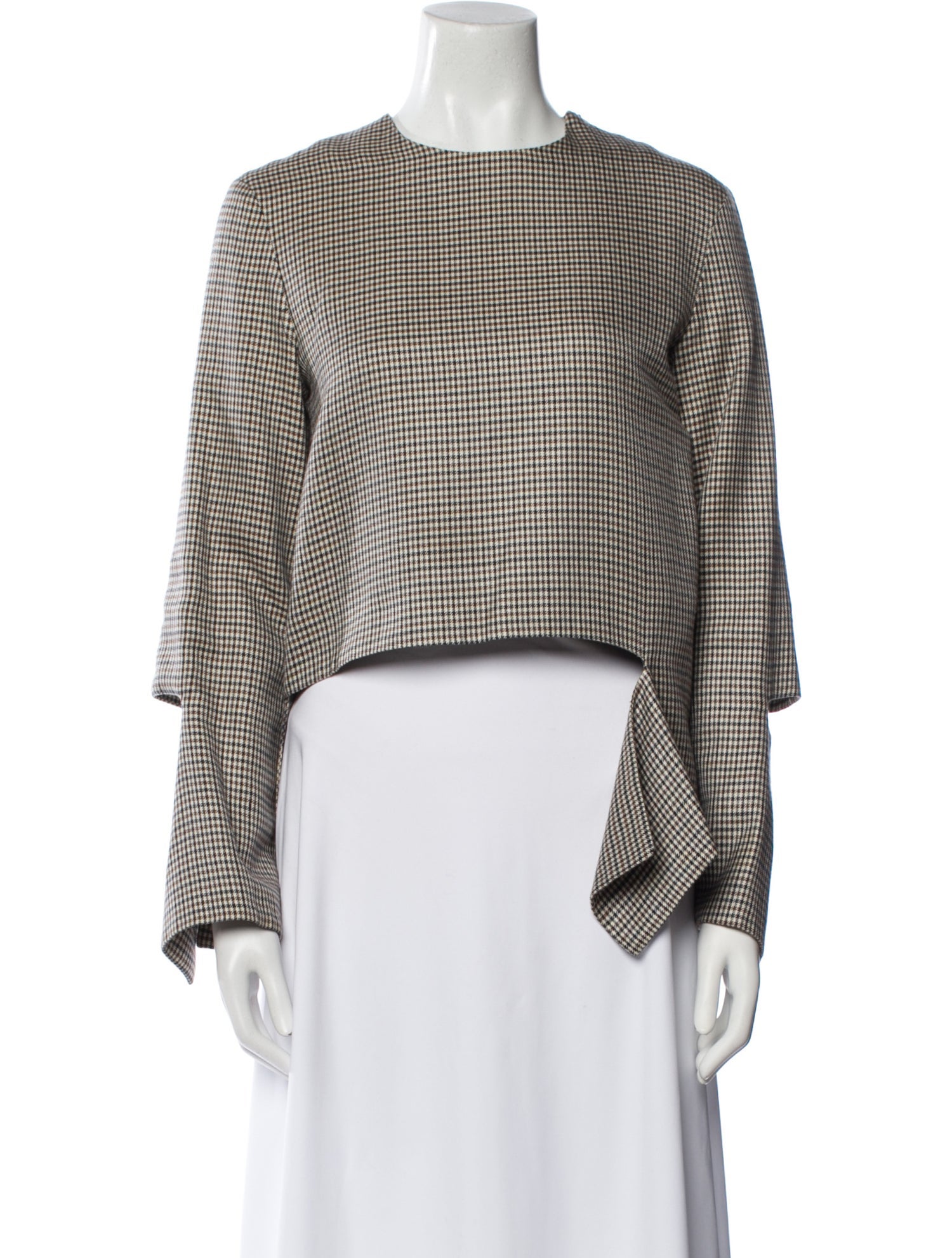 Low Classic Plaid Print Crew Neck Crop Top