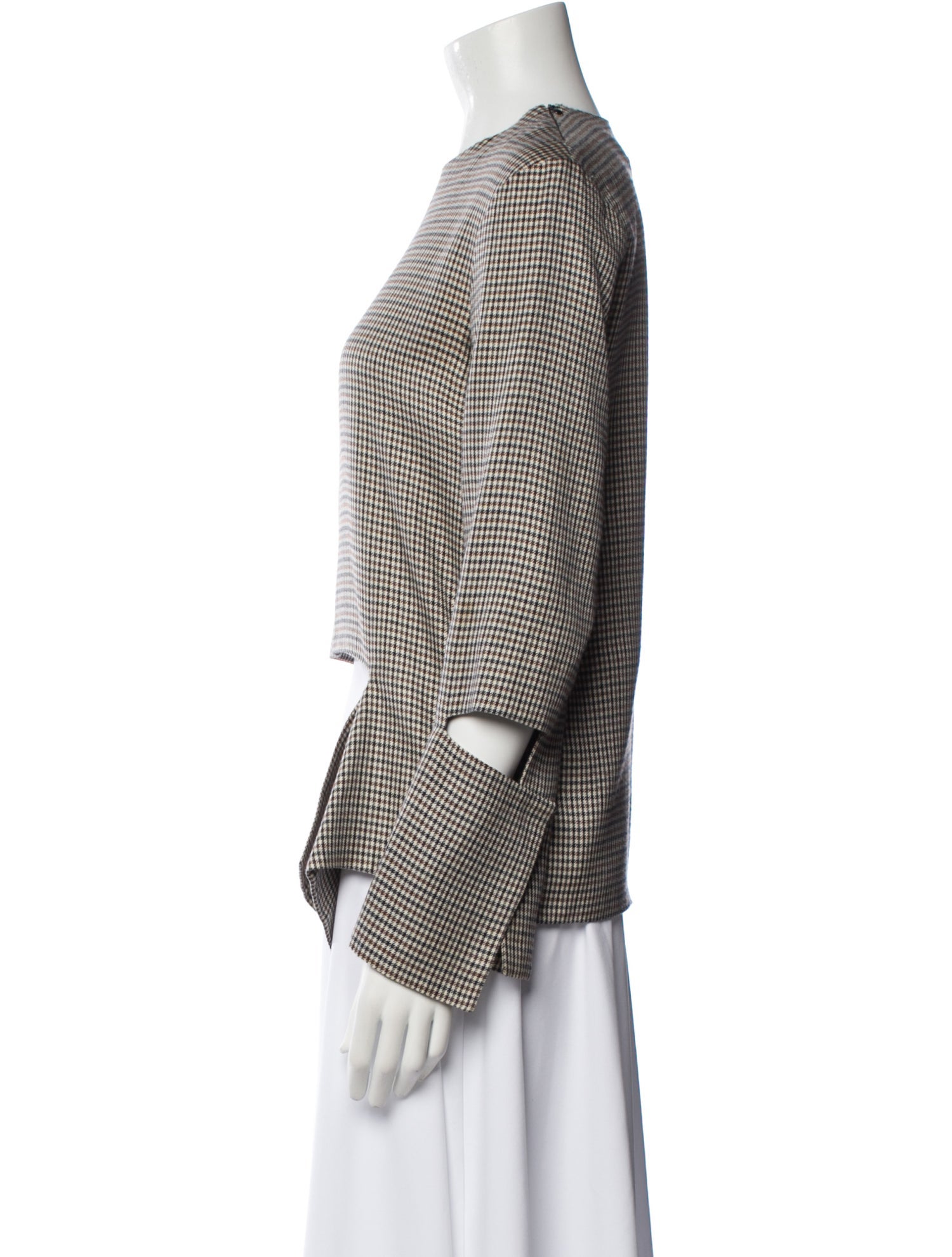 Low Classic Plaid Print Crew Neck Crop Top