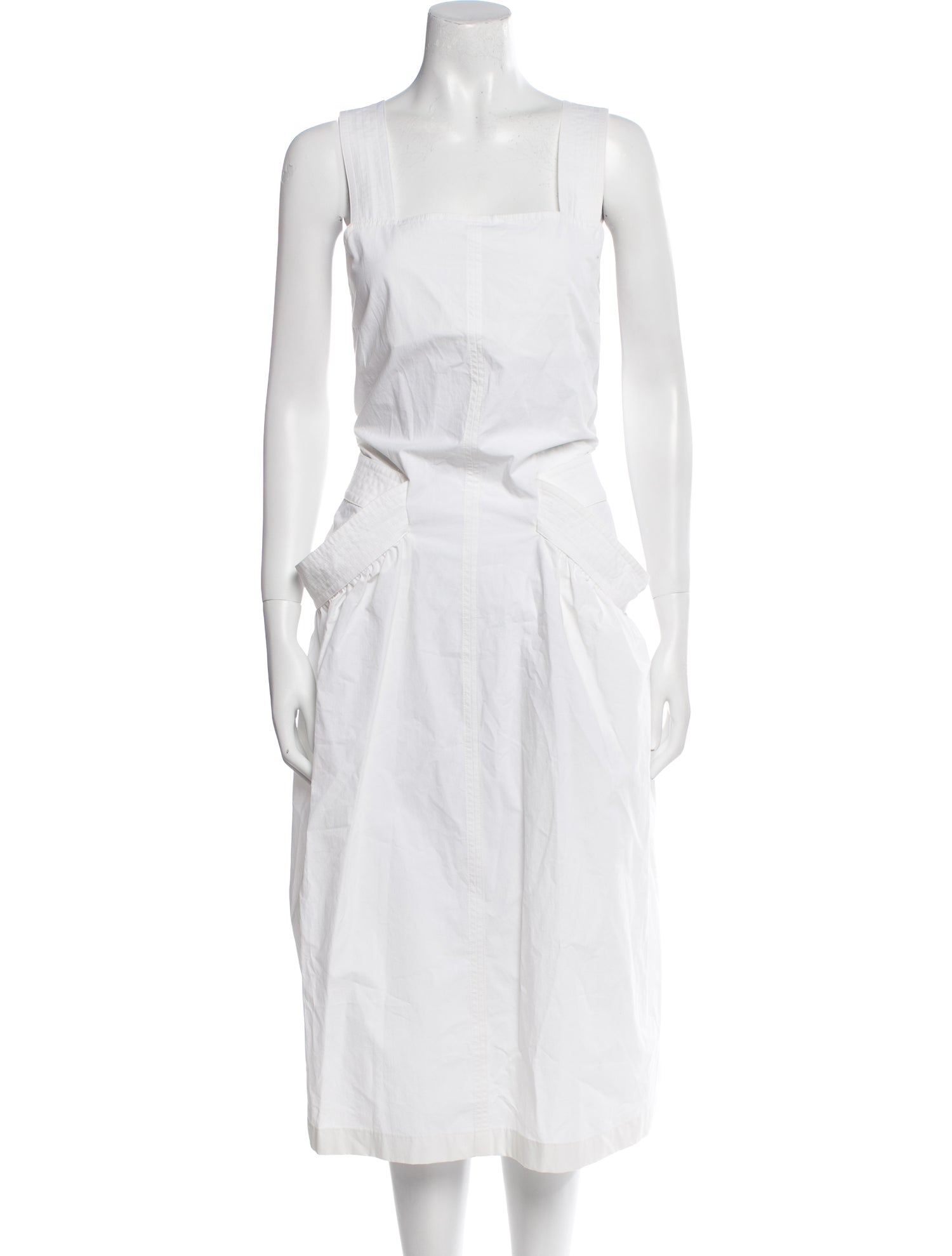 Low Classic Square Neckline Midi Length Dress