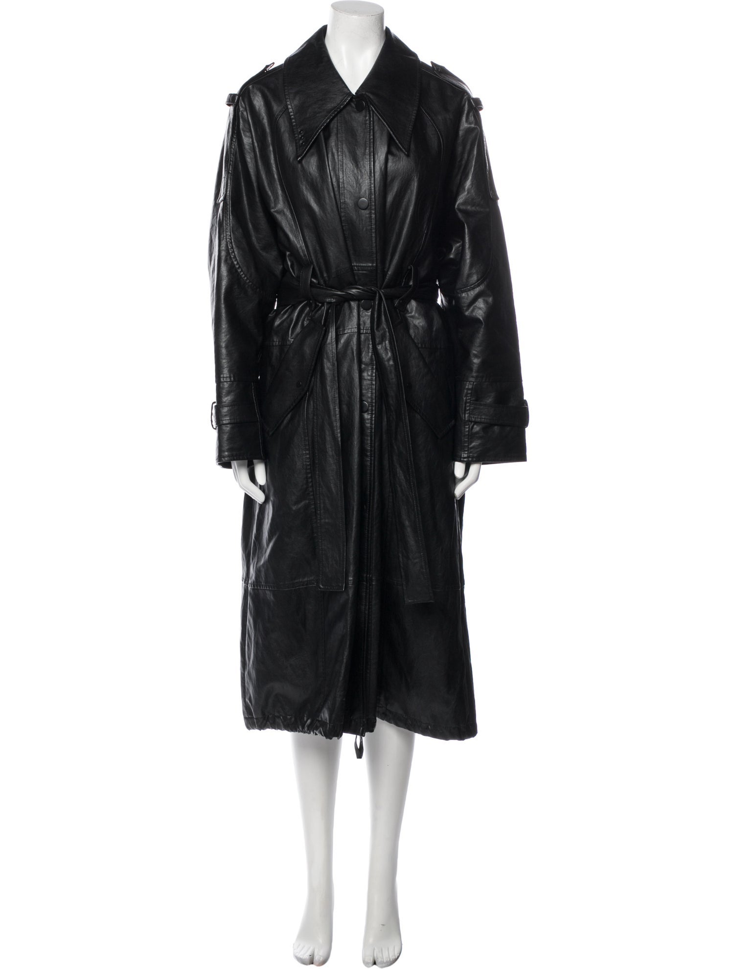 Low Classic Faux Leather Trench Coat